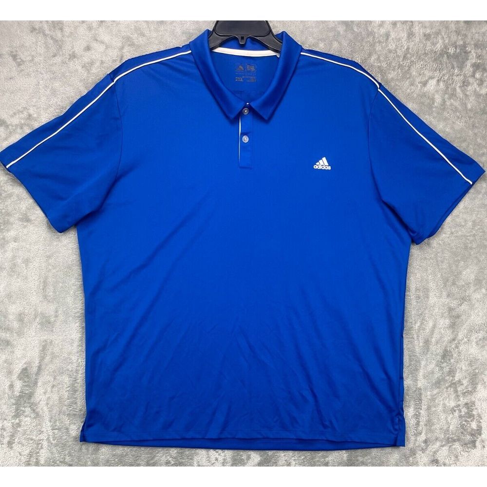 Adidas Men's Golf Polo Shirt Adizero Logo Button Blue Modern Size 2XL‎